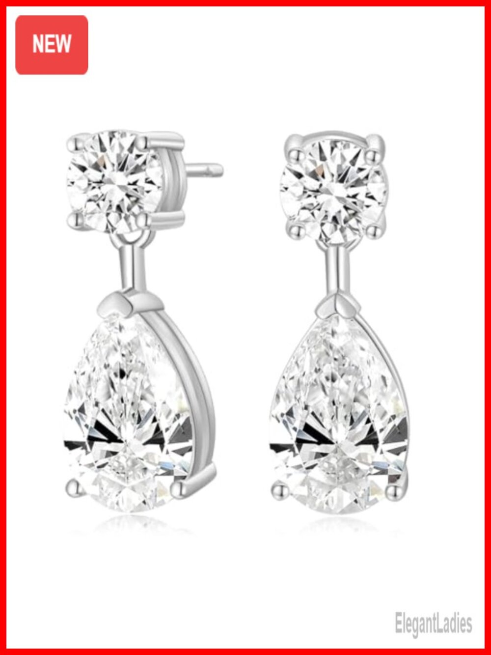 Teardrop CZ Dangle Wedding Earrings 925 Sterling Silver Post Bridal Pear Cut